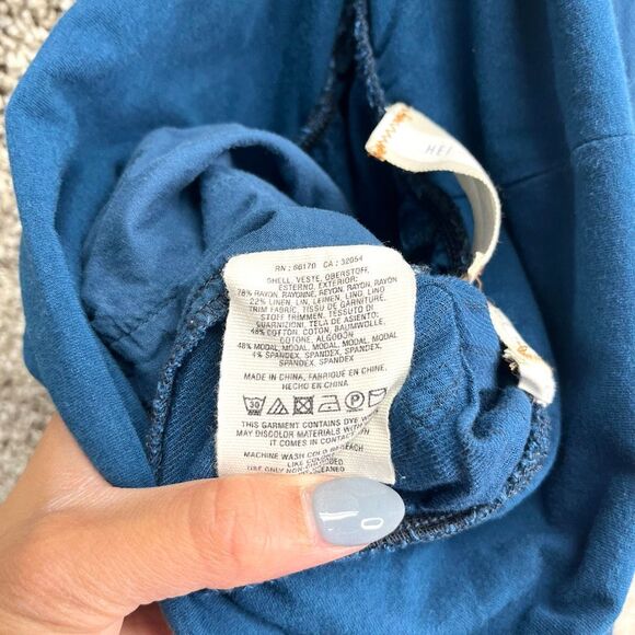 Hei Hei Pants Women’s Medium for Anthropologie Blue Striped Linen and Cotton Ble - Picture 6 of 8